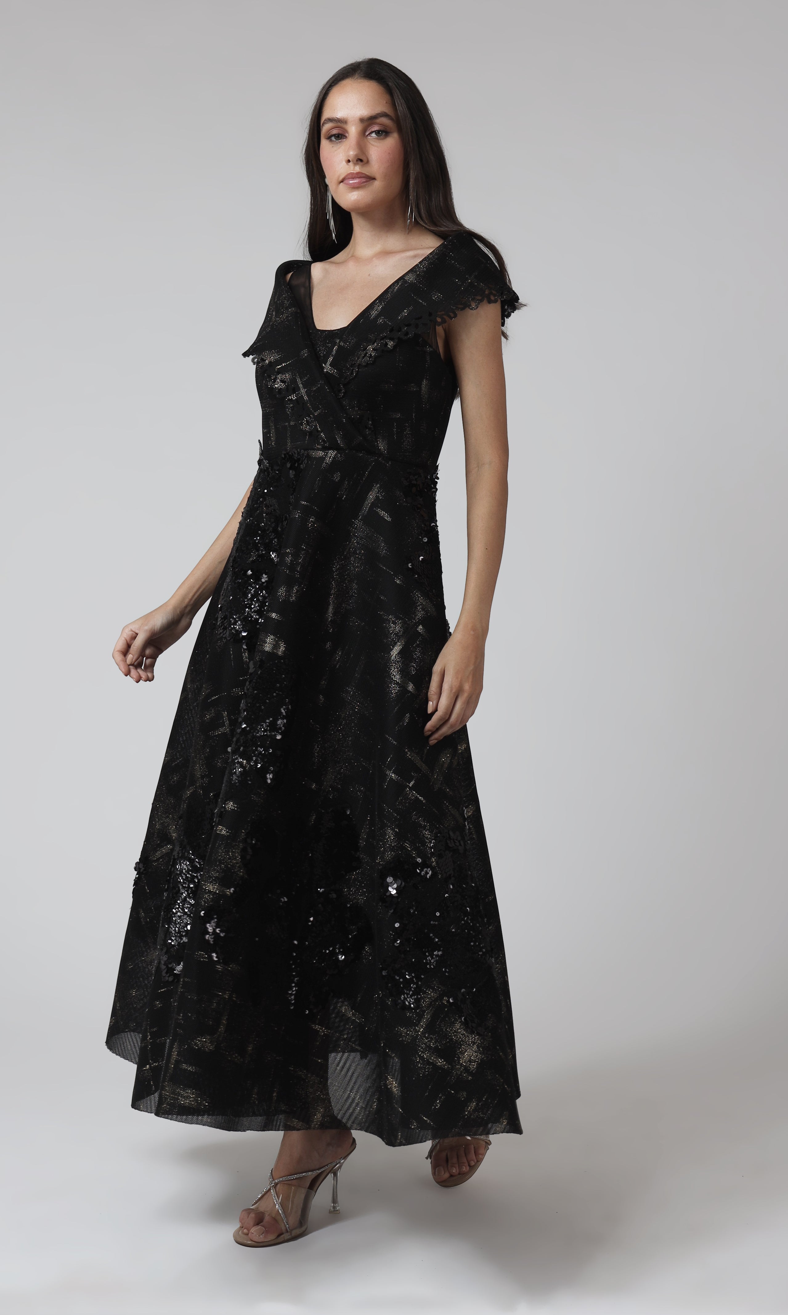 Noir Luminé Wrap Maxi Dress