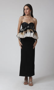 Eclipse Bloom Strapless Column Gown
