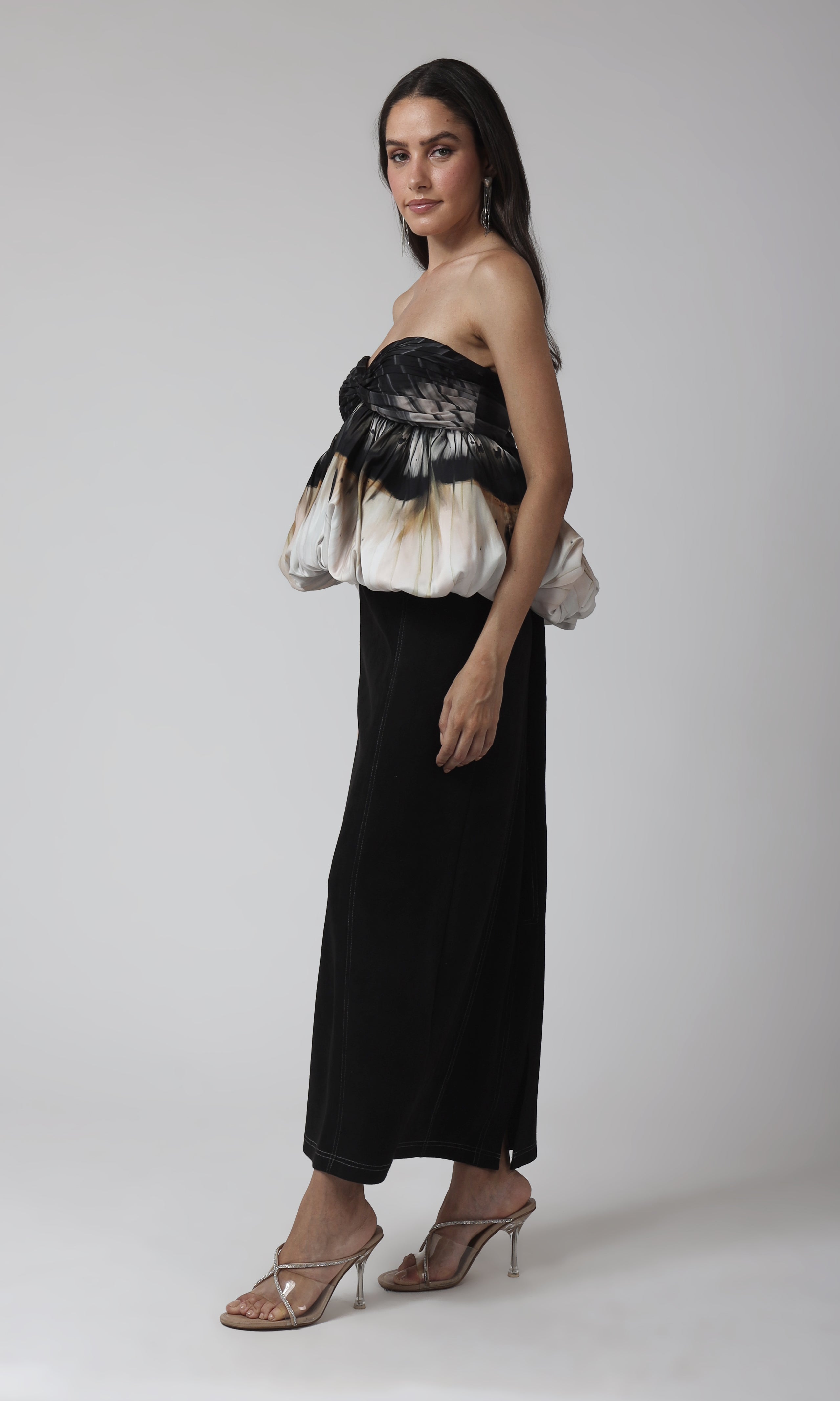 Eclipse Bloom Strapless Column Gown