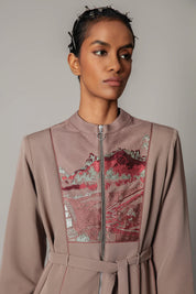 Brown Hokusai Embroidered 10 Cut