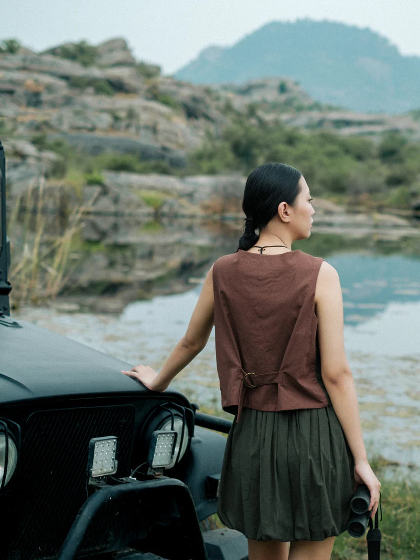 Chobe Balloon Skirt Short Forest Green