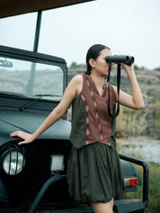 Chobe Balloon Skirt Short Forest Green