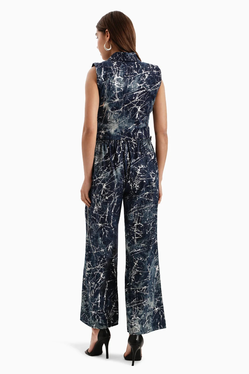 Dark Denim Marble Bib and Pants Set
