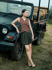 Chobe Balloon Skirt Short Forest Green
