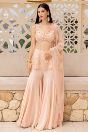 Soorat Peplum Short Kurta With Sharara