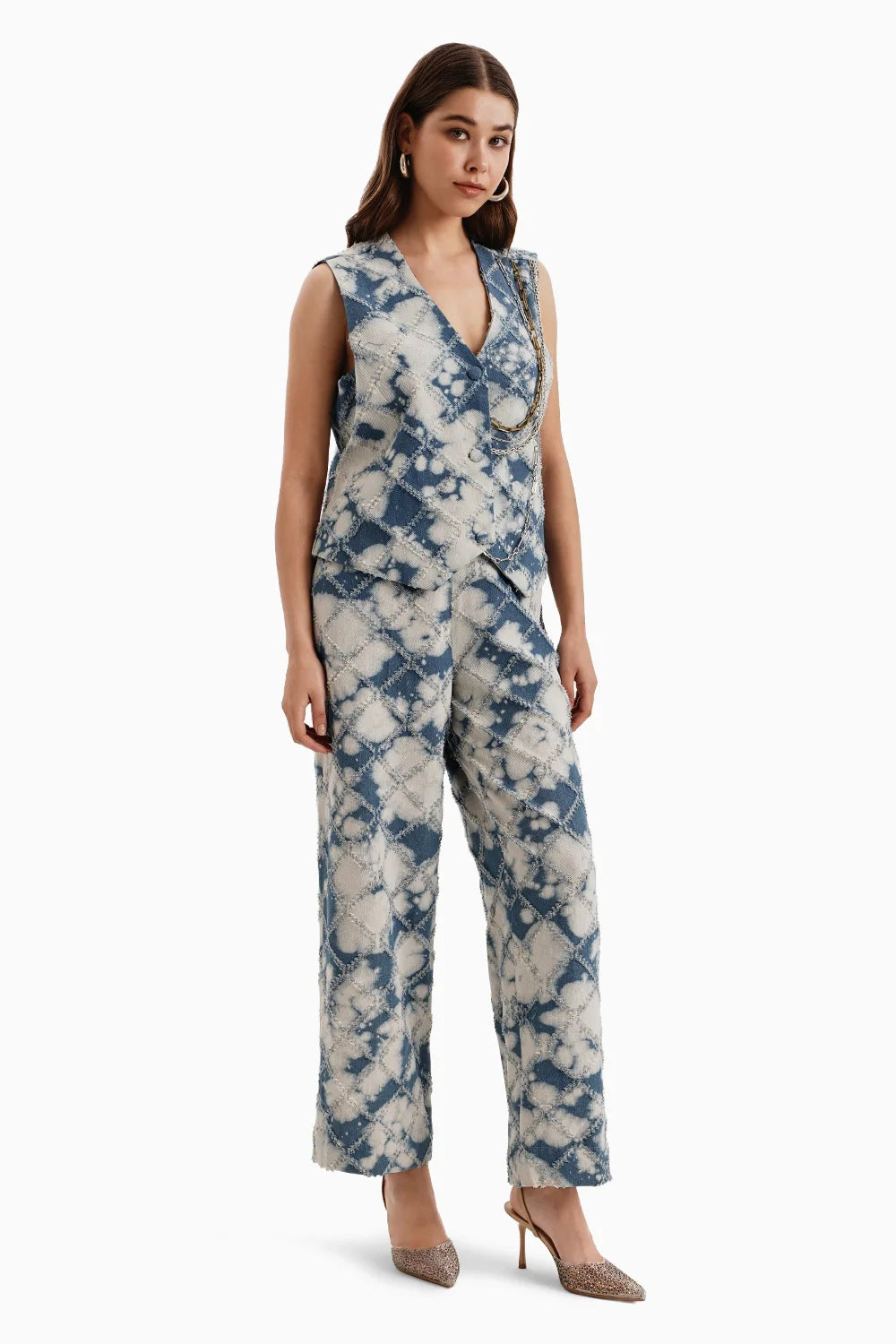 Denim Check Waistcoat and Pants