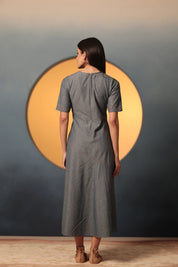 Denim Bias Studded Midi Dress