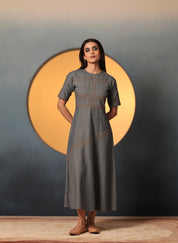 Denim Bias Studded Midi Dress