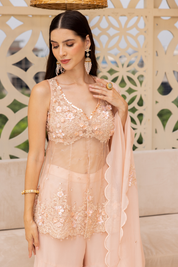 Soorat Peplum Short Kurta With Sharara