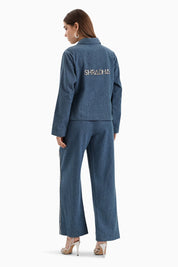 Medium Herringbone Jacket and Pants Denim Set