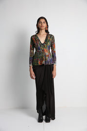 Midday Long Jacket With Black Drape Skirt