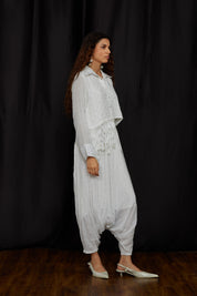 White Crop Jhalar Shirt Set