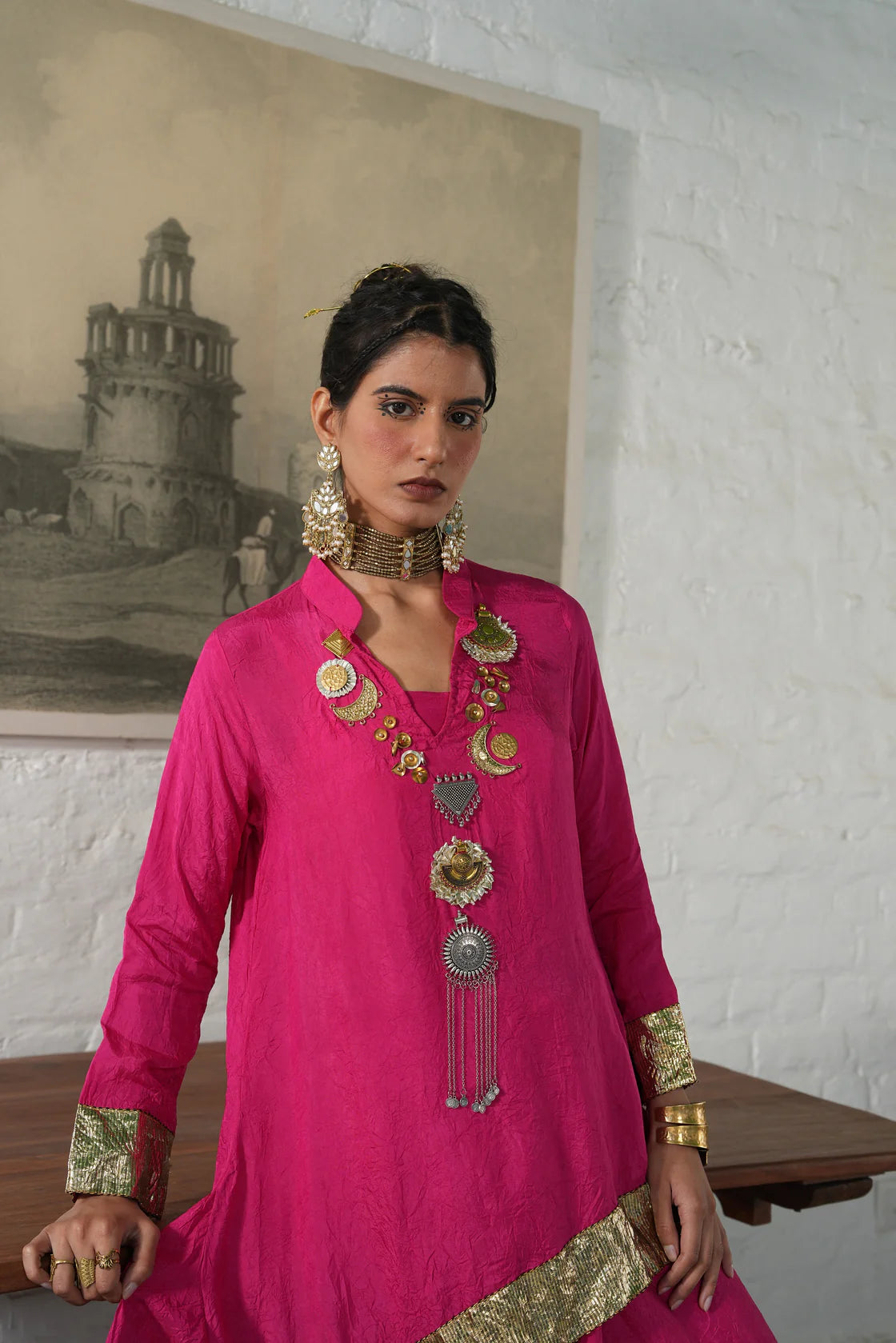 Asymmetric Kali Kurta Set