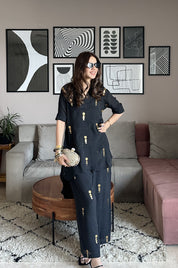 Overlap Collar Tunic Set