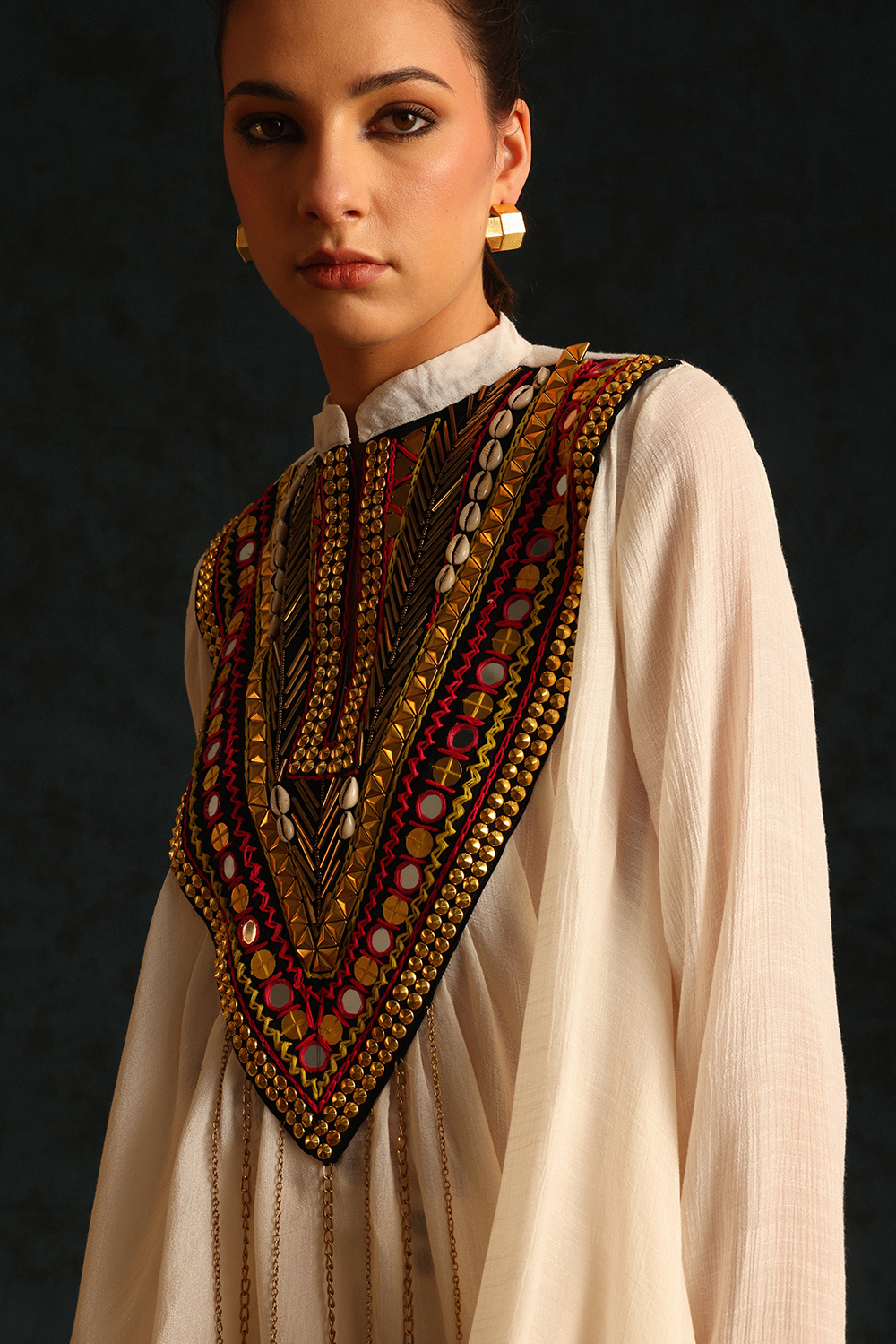 Multicoloured Yoke Gather Set
