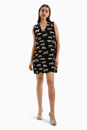 Black Leopard Jacquard Dress