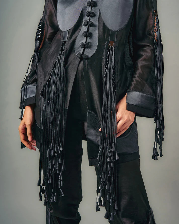 Cut Out Tassels Jacket & Pick Up Trouser Set