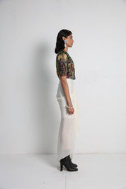 Midday Jacket With Off White Drape Skirt