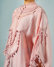 Tasseled Necklines Cape & Godet Lungi Skirt Set