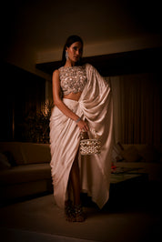 Ivory Pre Draped Saree