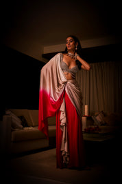 Pure Silk Satin Pre Draped Saree