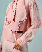 Necklace Drape Top & Tassels Godet Trouser Set