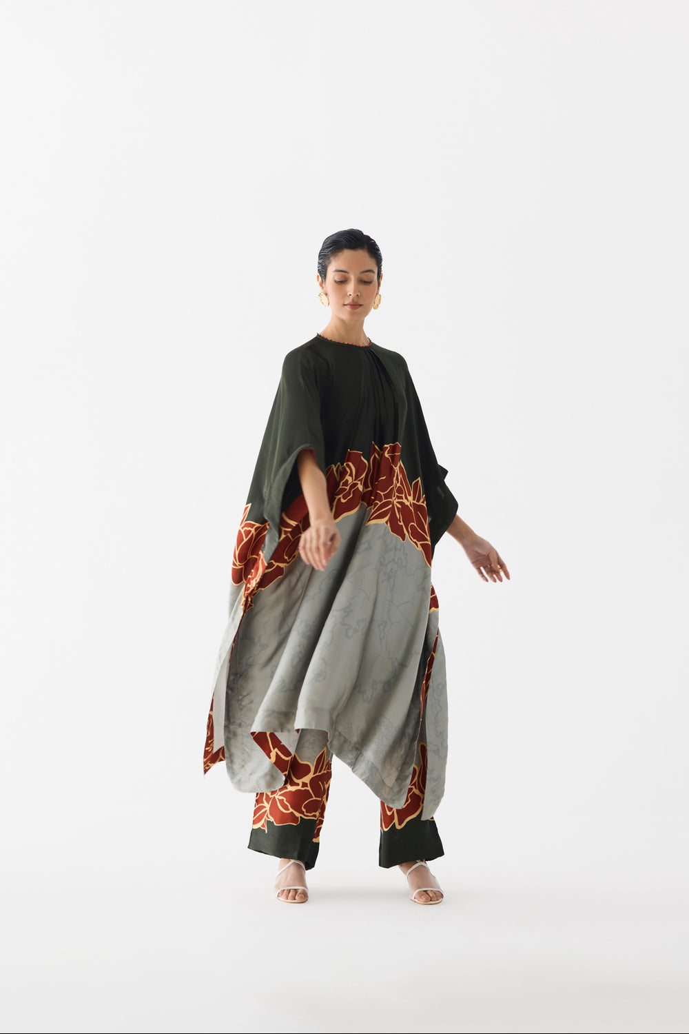 Red Alba Kimono Kurta & Pants