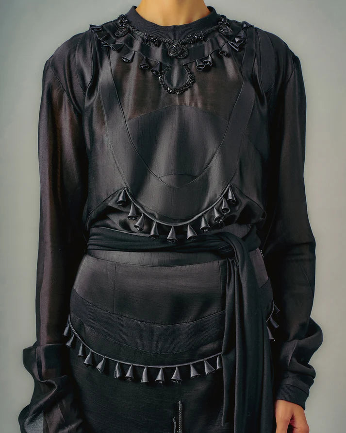 Tube Patchwork Top & Cut Out Tassels Skirt Set