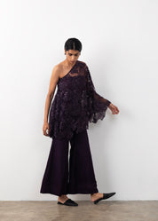 Embroidered One Shoulder Co-ord