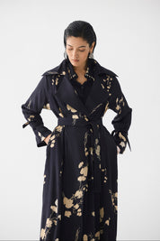 Black Sakura Trench Coat