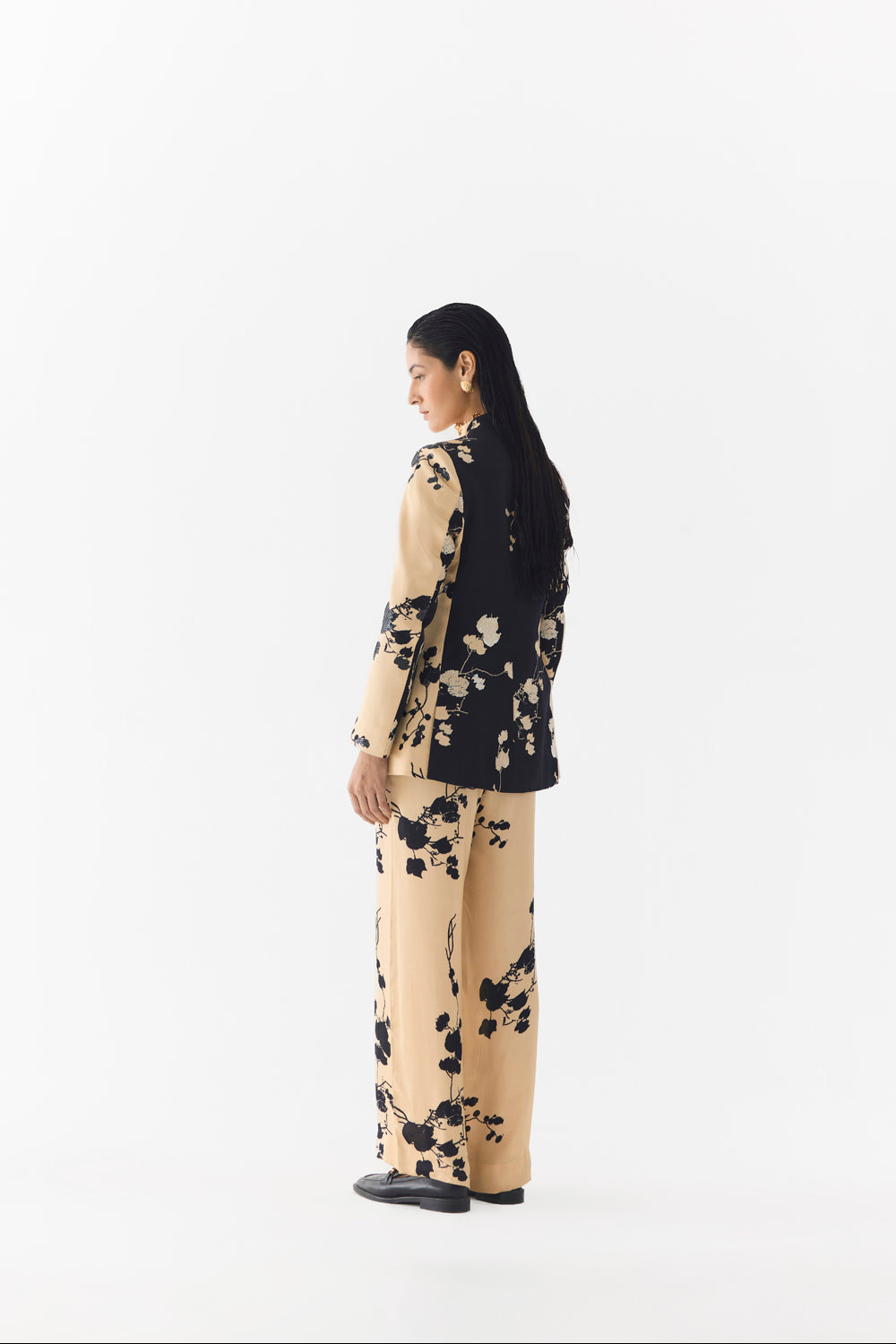 Cream Sakura Blazer & Straight Pants