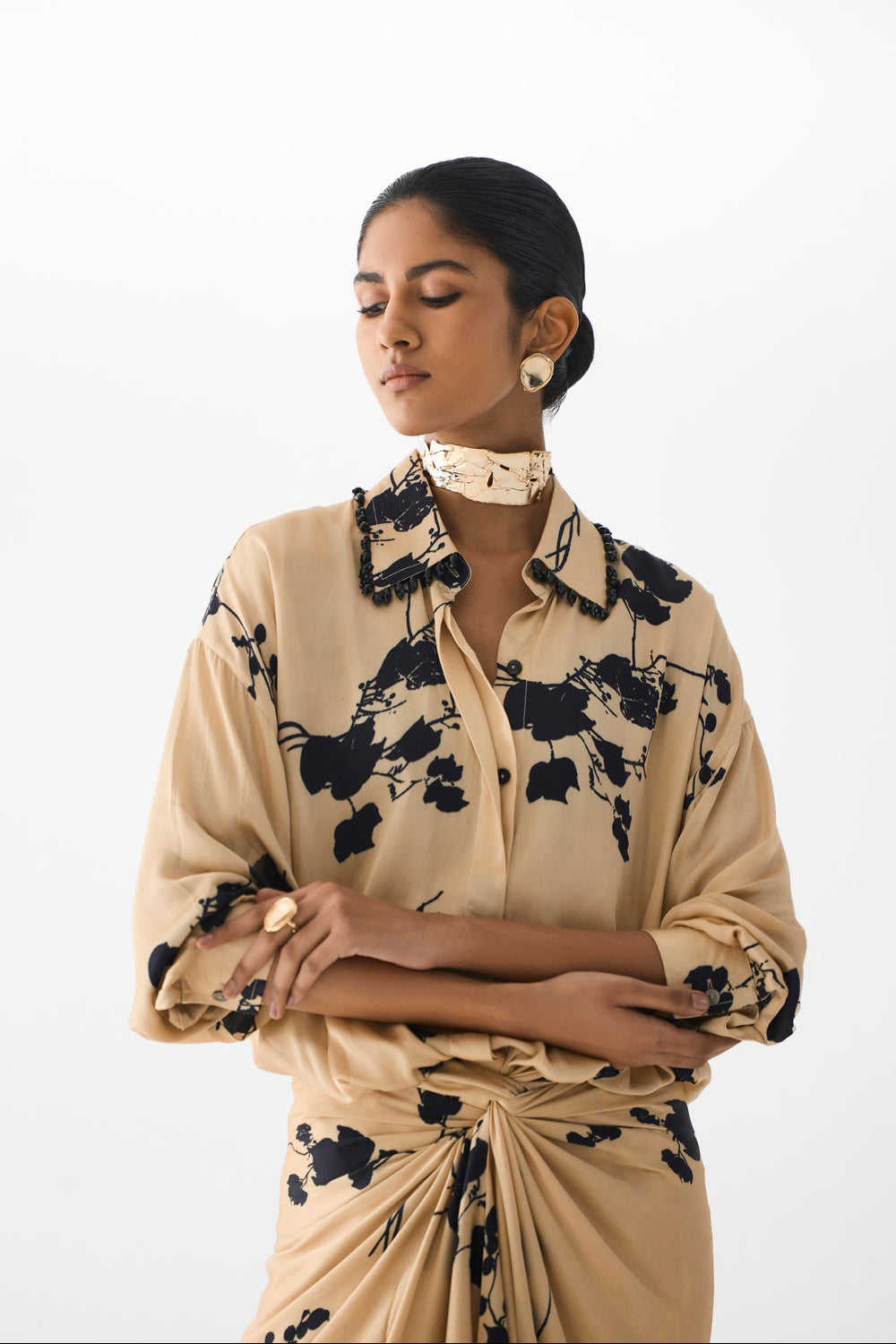 Cream Sakura Shirt Dress