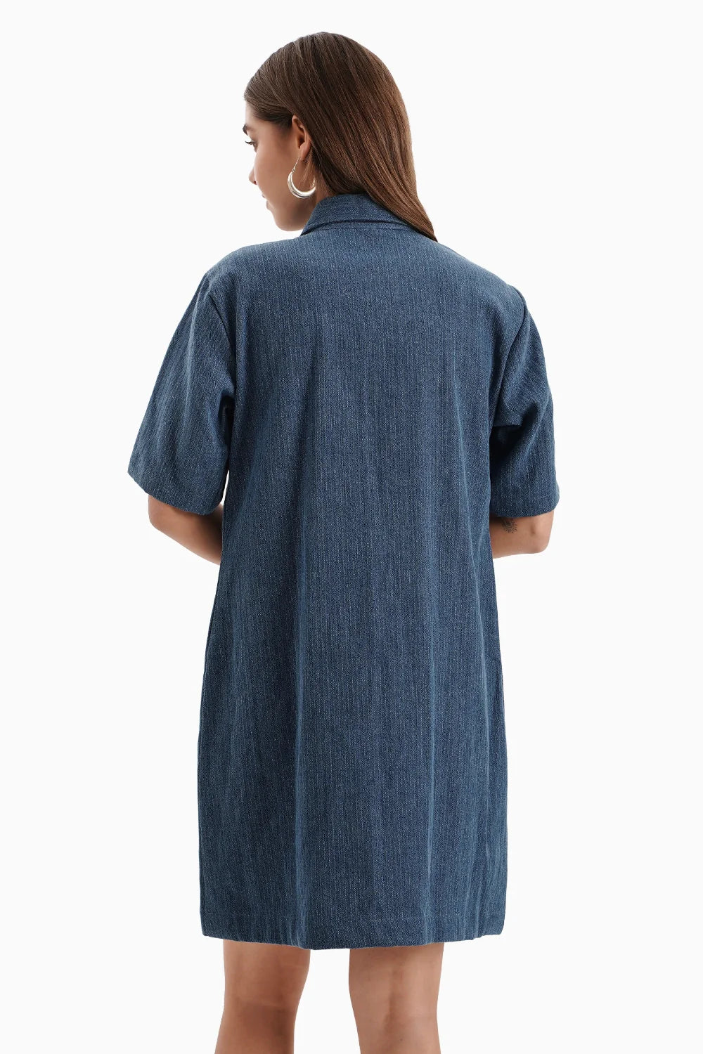 Medium Herringbone Denim Crystal Pendant Dress