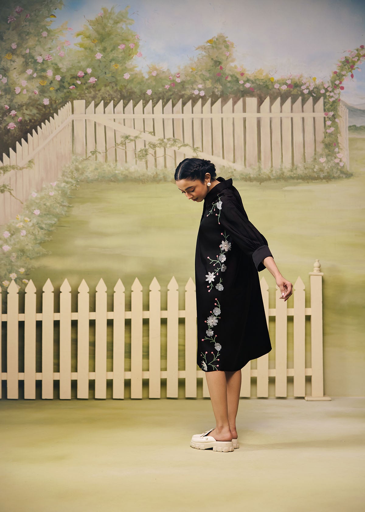 Midnight Bloom Shirt Dress