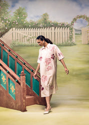 Rose Bloom Midi Shirt Dress