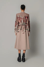 Brown Hokusai Embroidered Long Dress