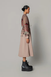 Brown Hokusai Embroidered Long Dress