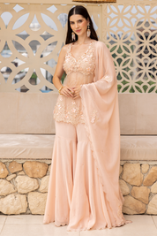 Soorat Peplum Short Kurta With Sharara