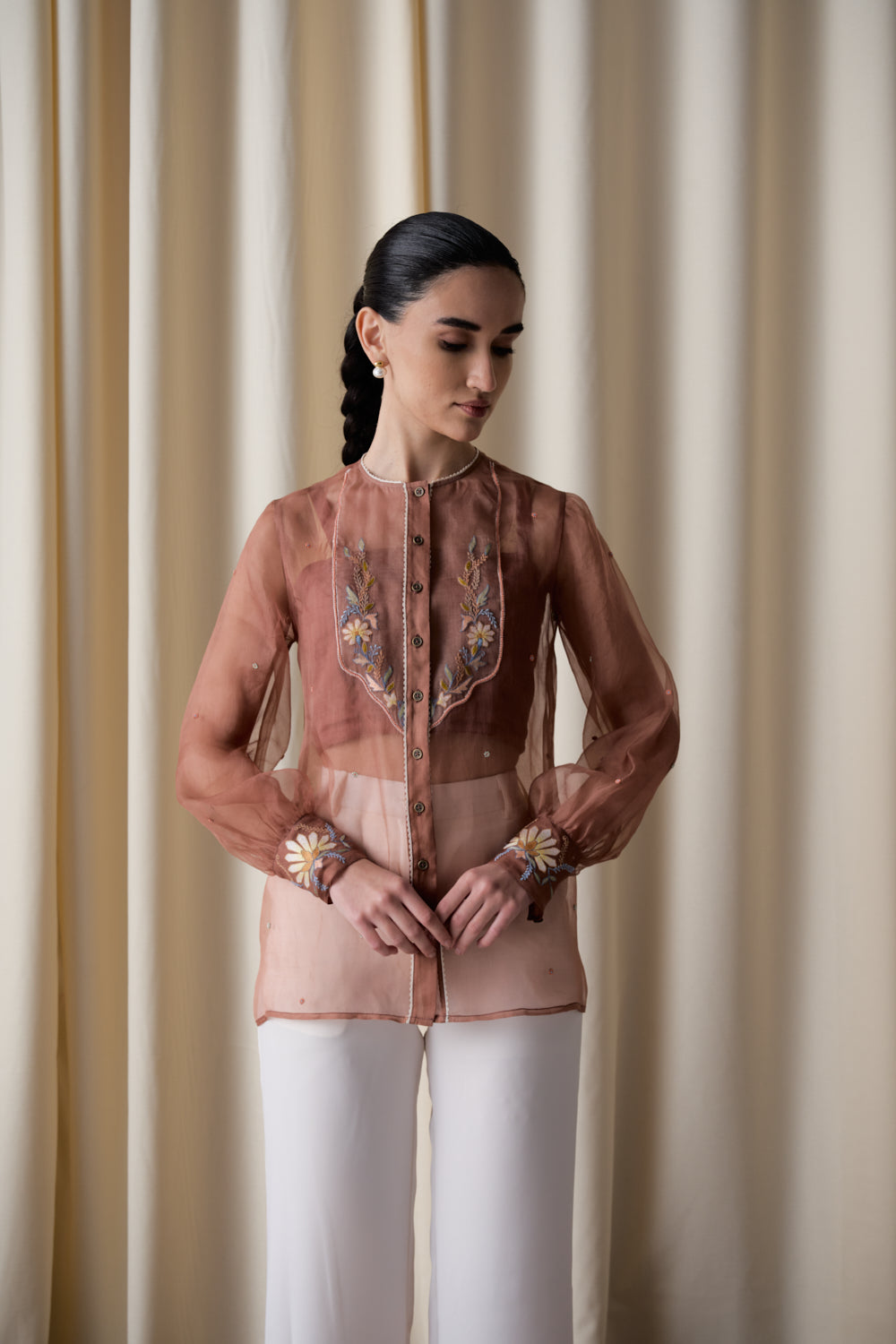Mocha sheer top image 1