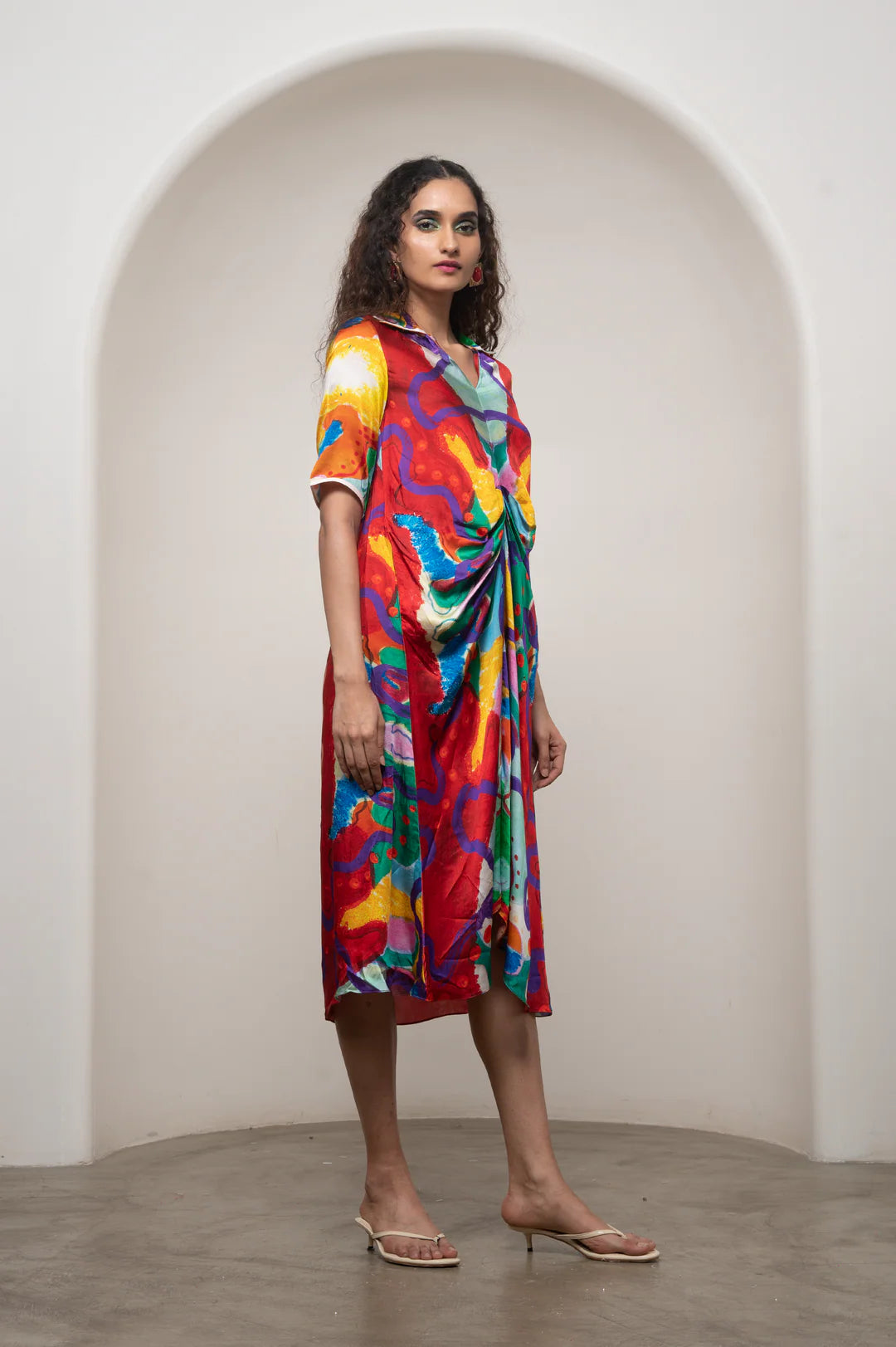 Alya Draped Shirt Dress