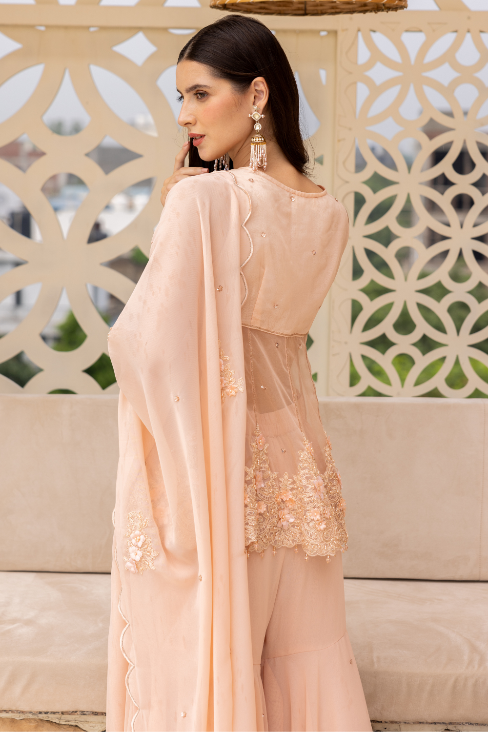 Soorat Peplum Short Kurta With Sharara