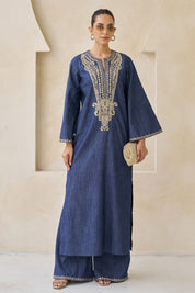 Nova Embroidered Kaftan With Pants Set