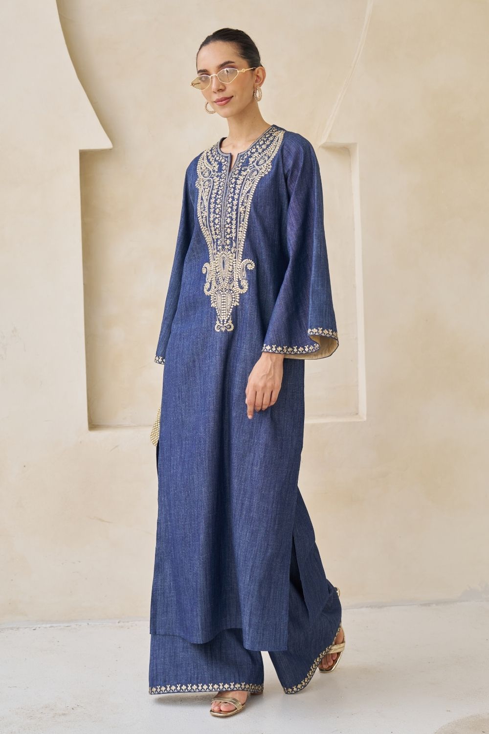 Nova Embroidered Kaftan With Pants Set
