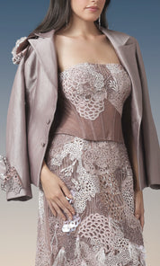 Blush Embellished Feathered Midi Dress