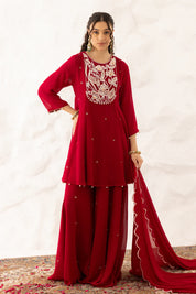 Anchal Plum Peplum Suit With Sharara