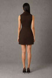Brown Sculpt Collar Dress