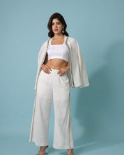 White Denim Shirt Jacket and Pants