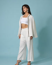 White Denim Shirt Jacket and Pants