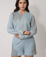 Light Denim Jacket with Shorts