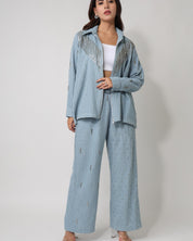 Light Denim Zip Shirt with Pants